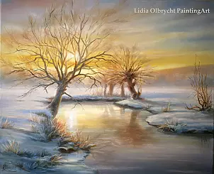 Lidia Olbrycht - Зимний пейзаж - Ивы