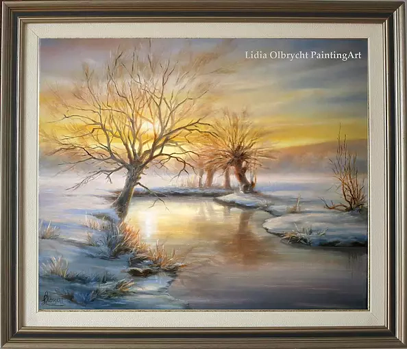 Lidia Olbrycht - Pejzaż zimowy - Wierzby