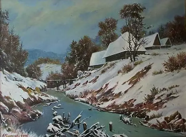 Jacek Stryjewski - Winter Landscape with a pipe