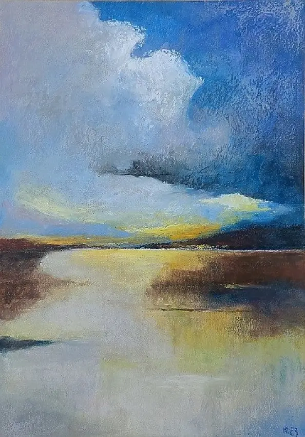 Paulina Lebida - Landscape - work with oil pastels