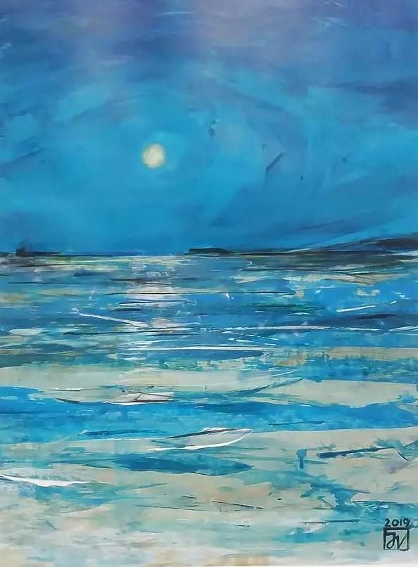 Jadwiga Wolska - Full moon by the lake