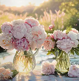 Zbigniew Kopania, Peonie calde estive, Quadro a olio - tela, 90 x 60