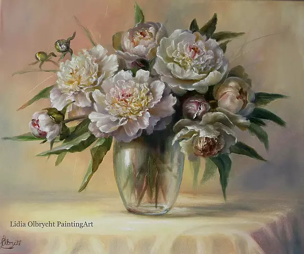 Lidia Olbrycht - Peonies - flowers in a vase