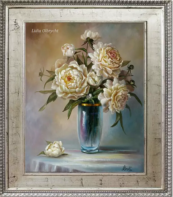 Lidia Olbrycht - Peonies in a blue vase