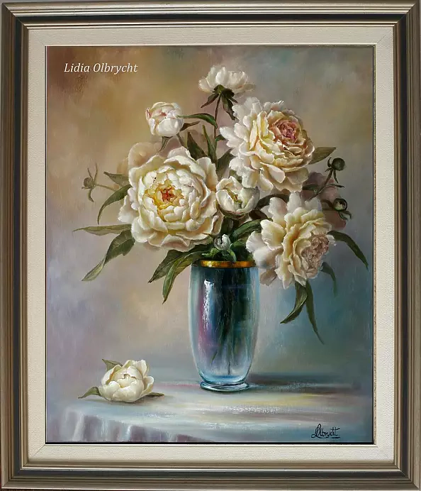 Lidia Olbrycht - Peonies in a blue vase