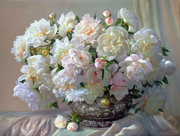 Zbigniew Kopania - Peonie w srebrnej wazie