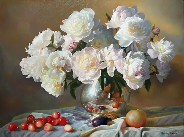Zbigniew Kopania - Peonies with cherries