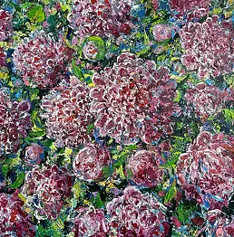 Andrey Chebotaru, Pfingstrosen im Garten der Mutter, Ölbild - Leinwand, 160 x 140