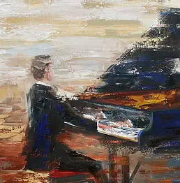 Cyprian Nocoń, Pianista , Obraz olejny - płótno, 65 x 55