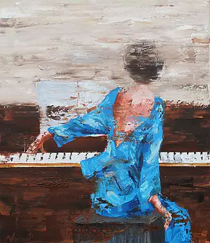 Cyprian Nocoń, Pianist, Ölbild - Leinwand, 40 x 50