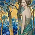Emilia Czupryńska - Bella ragazza con fiori blu alla Klimt