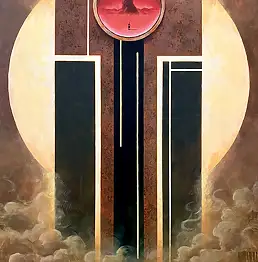 Sebastian Garyantesiewicz, Pierwsze objawienie kryształu przeznaczenia, Obraz akrylowy - płótno, 70 x 100