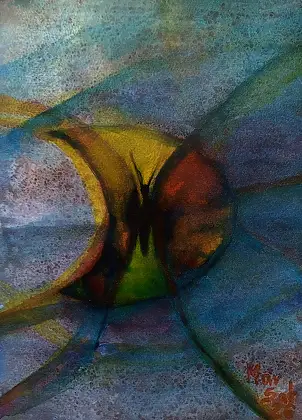 Marzena Salwowska, Pierwszy motyl na księżycu, Akwarele, Tusz - papier, 21 x 30