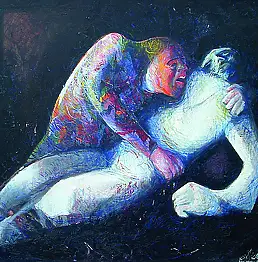 Michelangelo Mandich, пиета, Масляная картина - холст, 70 x 100