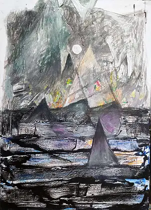 Janusz Mulak, Pyramids, Other, Acrylic painting, Oil painting - canvas, 50 x 70