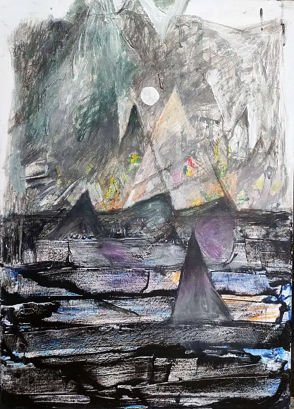 Janusz Mulak, Pyramids, Other, Acrylic painting, Oil painting - canvas, 50 x 70