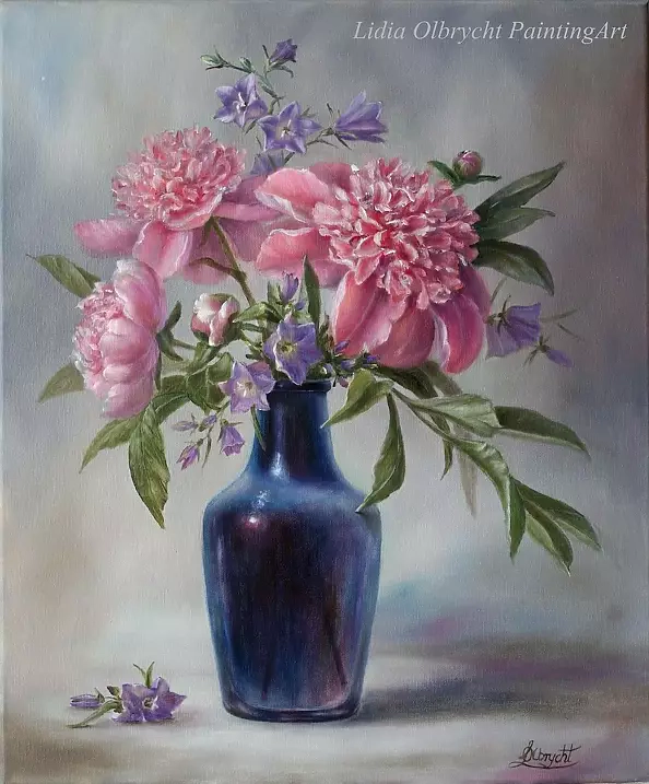 Lidia Olbrycht - Peonies and Bluebells
