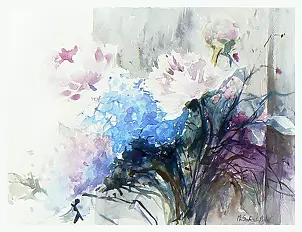   - Peonies and hydrangeas