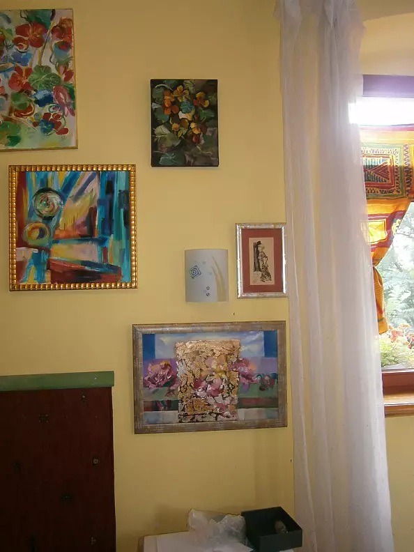 Anna Borcz - Peonies and irises in the golden window