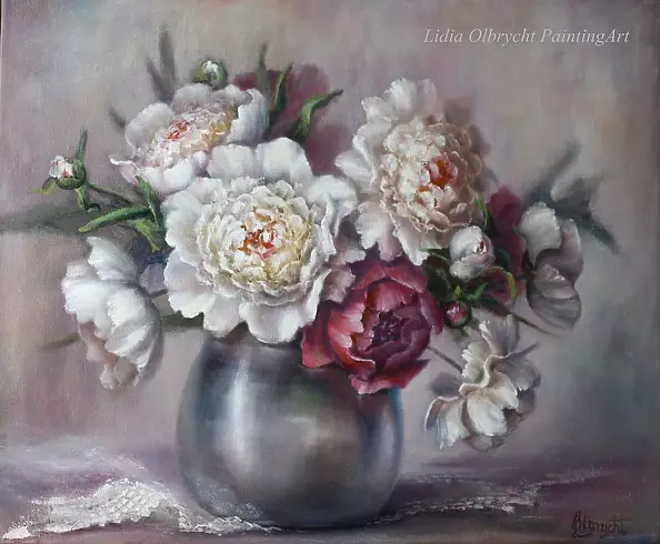 Lidia Olbrycht - Peony flowers in a vase