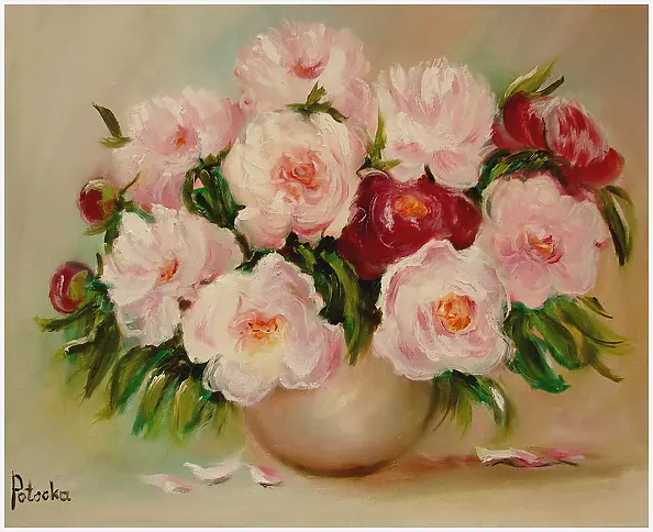 Grażyna Potocka - Peonies oil painting 40cm-50cm