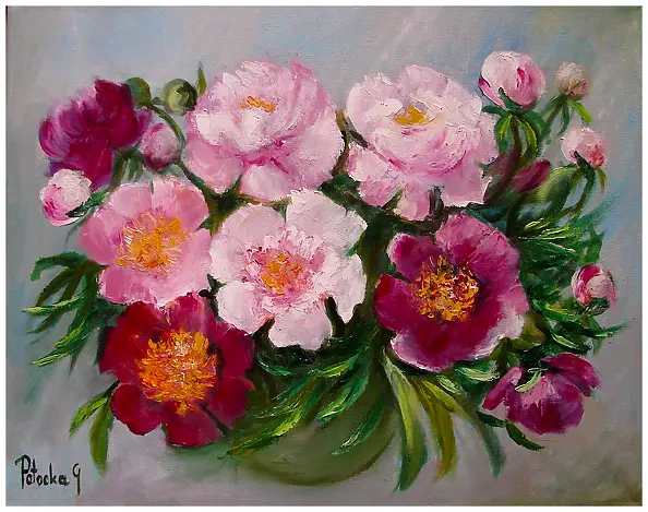 Grażyna Potocka - Peonies oil painting 50-40cm