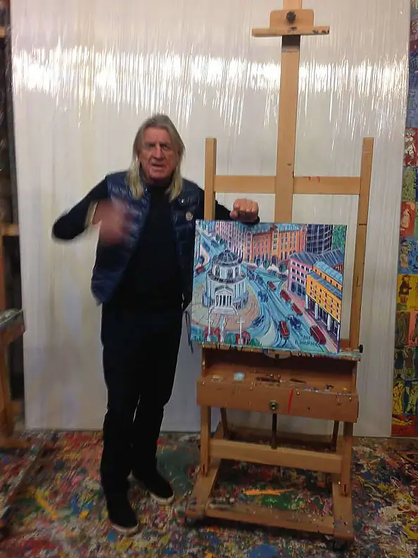 Edward Dwurnik, Plac Trzech Krzyży, rok 2017, Obraz akrylowy, Obraz olejny - płótno, 60 x 50