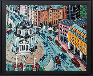 Edward Dwurnik, Plac Trzech Krzyży, rok 2017, Obraz akrylowy, Obraz olejny - płótno, 60 x 50