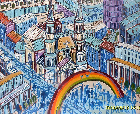 Edward Dwurnik - Plac Zbawiciela - OIL PAINTING