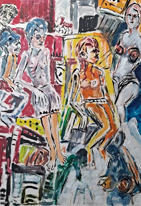 Krzysztof Chrobot, Plaża, Obraz olejny - karton/tektura, 35 x 50