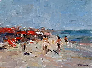 Krzysztof Tracz, Plaża, Obraz olejny - płótno, 40 x 30