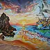 Zenon Gleń - Beach with a sailing ship in the background