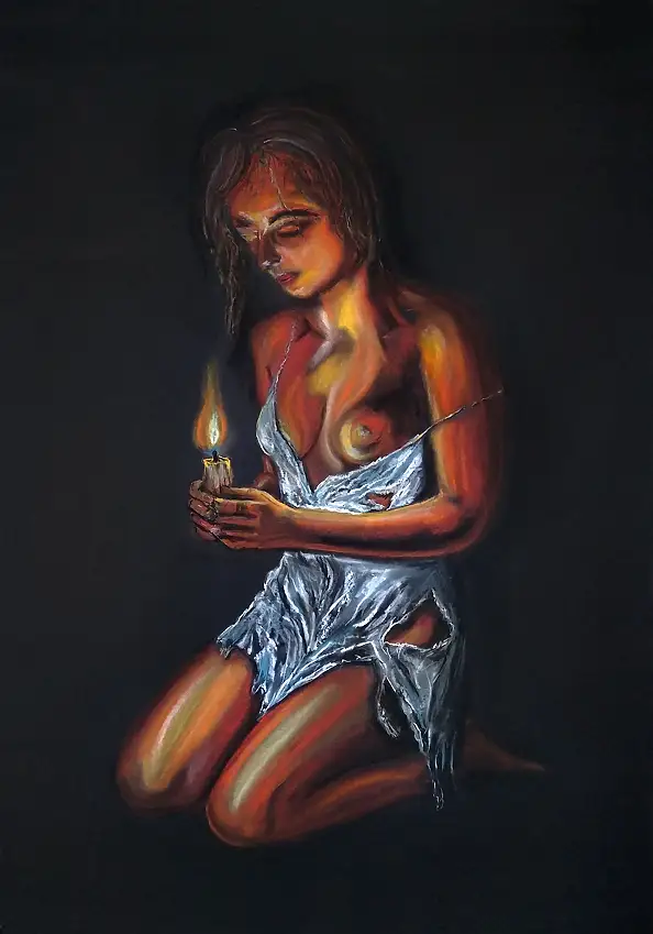 Grzegorz Zalewski, Flamme der Stille, Pastell - Papier, 70 x 100