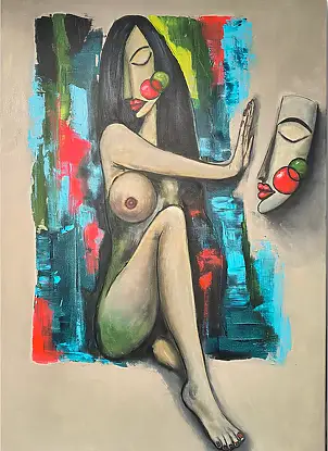 katarzyna nachajska, On the other side of reflection, Acrylic painting - canvas, 80 x 120