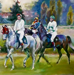 Barbara Gulbinowicz, Nach dem Rennen, Ölbild - Leinwand, 80 x 60