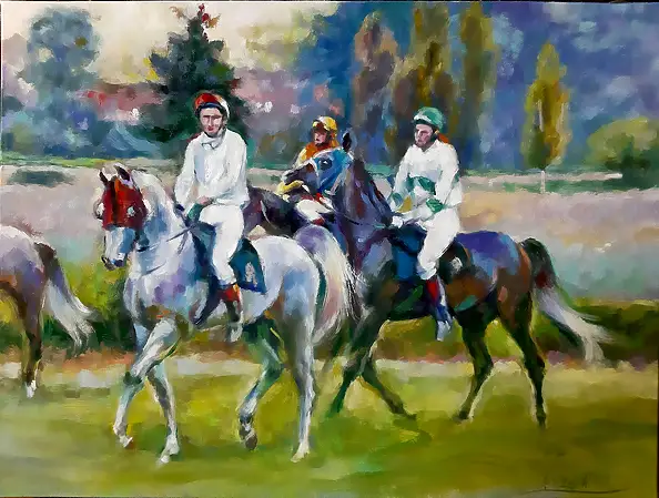 Barbara Gulbinowicz, Po wyścigu, Obraz olejny - płótno, 80 x 60