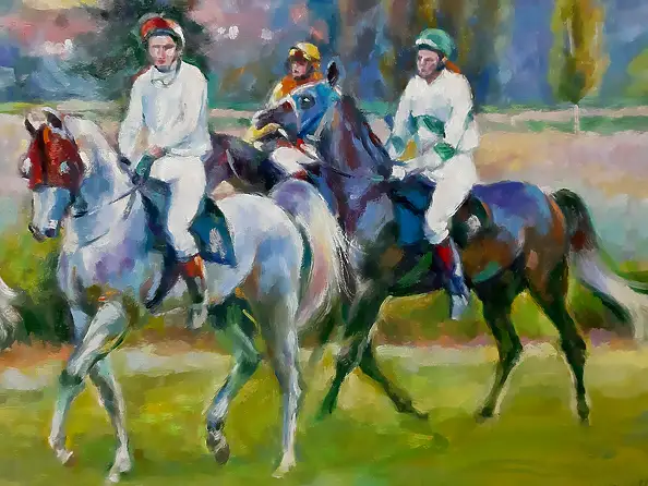 Barbara Gulbinowicz, Po wyścigu, Obraz olejny - płótno, 80 x 60