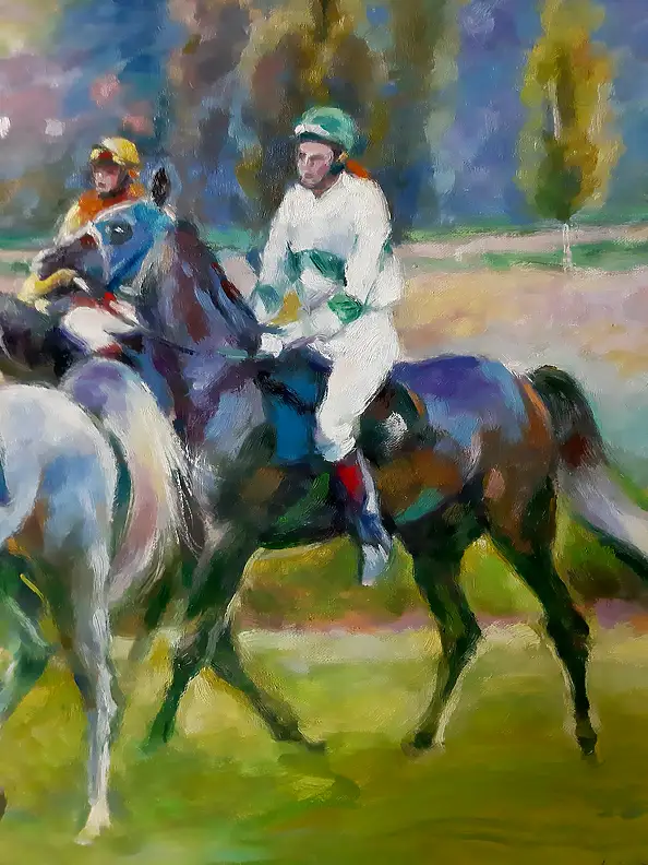 Barbara Gulbinowicz, Po wyścigu, Obraz olejny - płótno, 80 x 60