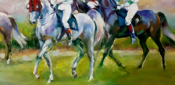 Barbara Gulbinowicz, Po wyścigu, Obraz olejny - płótno, 80 x 60