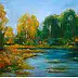 Grażyna Potocka, L'inizio dell'autunno, dipinto ad olio 50cm-70cm, Quadro a olio - tela, 70 x 50