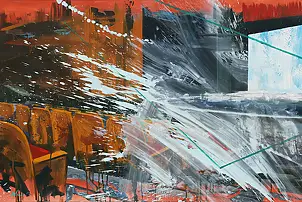 Cyprian Nocoń, Początek spektaklu, Obraz olejny - płótno, 120 x 80