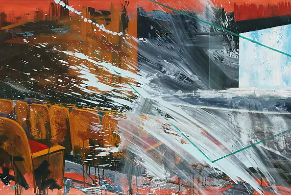 Cyprian Nocoń, Początek spektaklu, Obraz olejny - płótno, 120 x 80