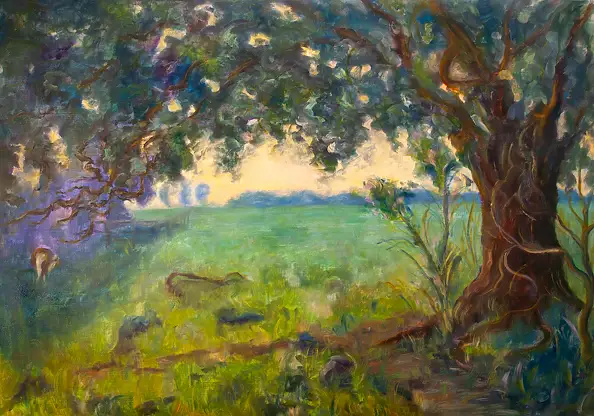 Marcin Stępniowski, Under the Oak, Oil painting - panel, 100 x 70