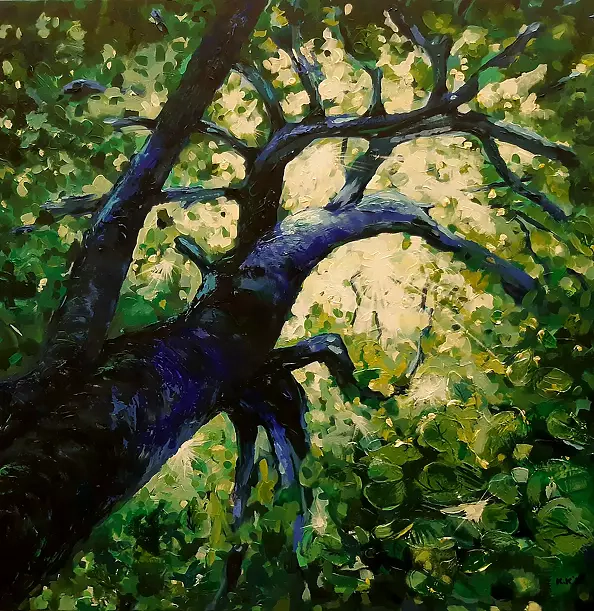 Katarzyna Kozłowska - "Pod drzewem" 100x100cm