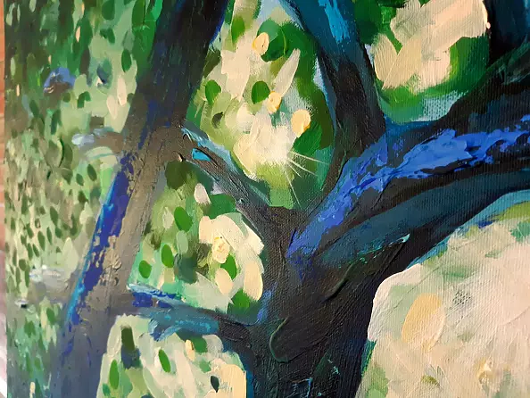 Katarzyna Kozłowska - "Pod drzewem" 100x100cm