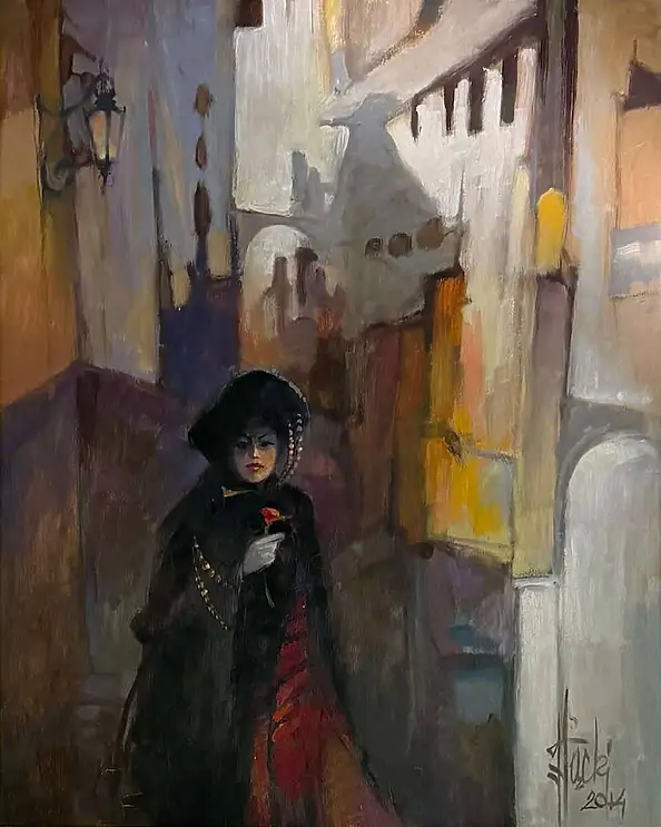 Józef Łącki, Sous couverture... 2014, Peinture à l'huile - toile, 65 x 81
