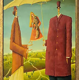 Leszek Sokół, Under the Umbrella, 2015, Oil painting - canvas, 40 x 50