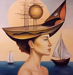 Elżbieta Wiśniewska, Против ветра, Акрилова картина - холст, 60 x 70