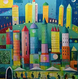 Mirosław Nowiński, Reisen in der Raumzeit 02, Acrylgemälde - Leinwand, 120 x 110