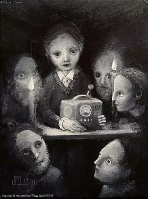 Krzysztof Iwin - The traveler in time shows the vehicle